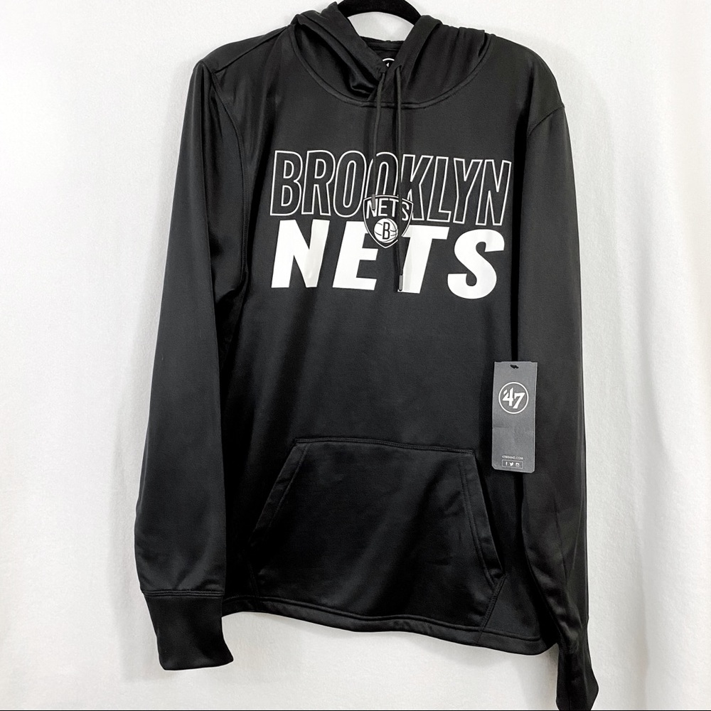 ‘47 Brand Brooklyn Nets NBA Tech Fleece Hooded Pullover Men’s Large